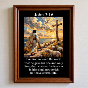 Affiche Croix du Bon Pasteur Jean 3:16 Saint-Esprit Colomb