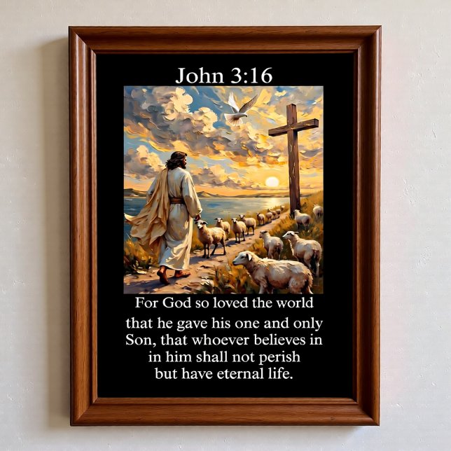 Affiche Croix du Bon Pasteur Jean 3:16 Saint-Esprit Colomb (Créateur téléchargé)