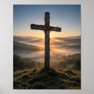 Affiche Croix en bois à l'aube