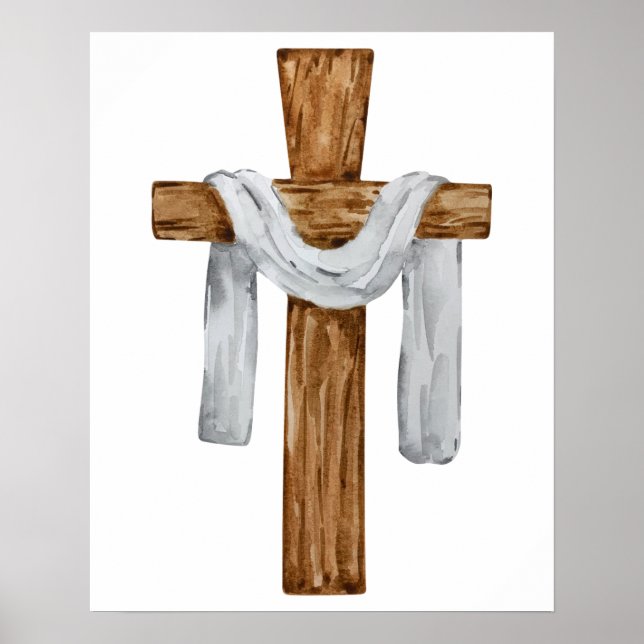 Affiche Croix en bois Jésus Christ (Devant)
