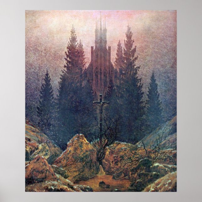 Affiche Croix et cathédrale Caspar David Friedrich (Devant)
