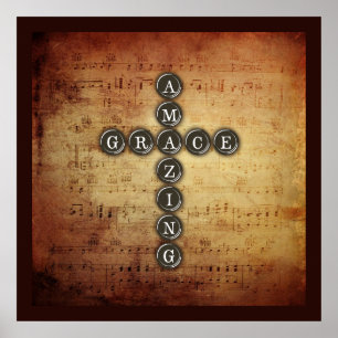 Affiche Croix extraordinaire de grâce sur la feuille de