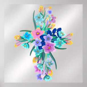 Affiche Croix florale