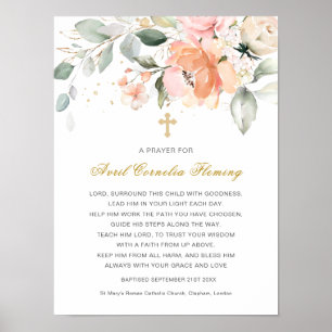 Affiche Croix florale de verdure Baptême