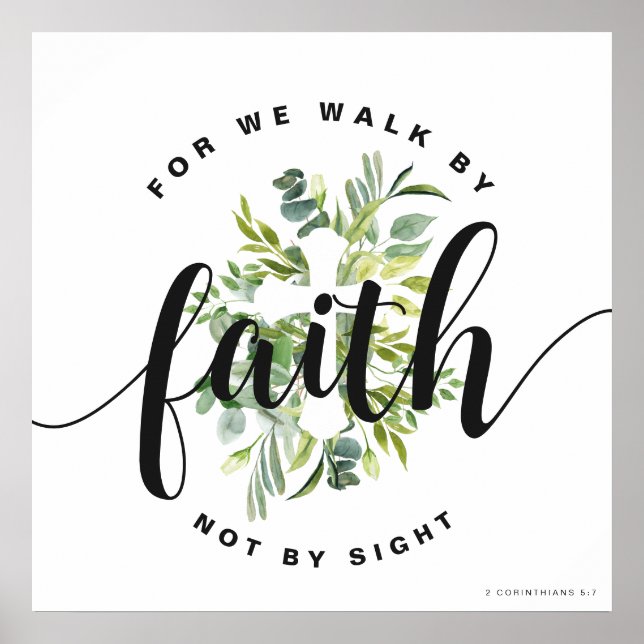 Affiche Croix Florale moderne Bible chrétienne Verse (Devant)