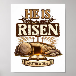 Affiche Croix Il Est Ressuscité Jésus Religieux Pâques Chr