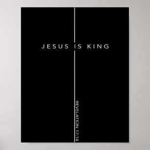 Affiche Croix Jésus est Roi Foi chrétienne Verset biblique