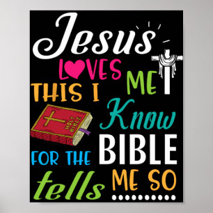 Affiche Croix Jésus m'aime, je sais que pour la Bible Tel