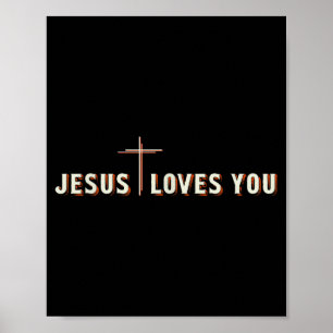 Affiche Croix Jésus Vous Aime Dieu Graphique Chrétien