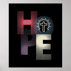 Affiche Croix minimaliste "espoir" 20 x 24
