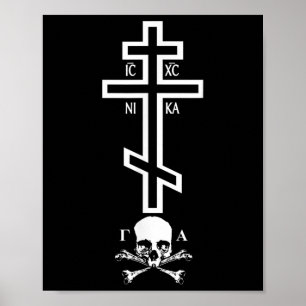 Affiche Croix orthodoxe drôle avec crâne d'Adam orthodoxe