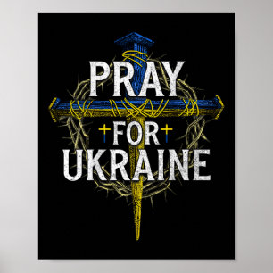Affiche Croix Prière pour l'Ukraine Soutien chrétien à l'U