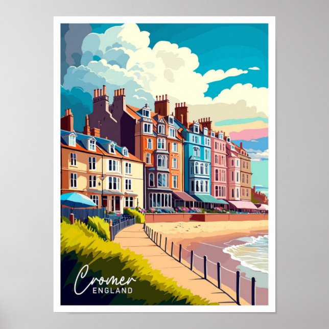 Affiche Cromer Angleterre Voyage Vintage Illustration (Devant)