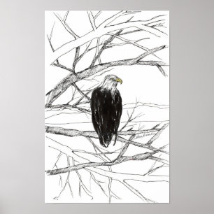 Affiche Croquis à l'encre du paysage désertique de l'Arbre