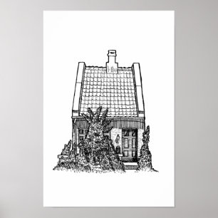 Affiche Croquis à l'encre noire dessiné à la main de l'Eur