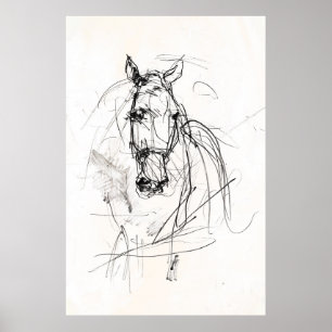Affiche Croquis Abstrait pour portrait de cheval - Premium