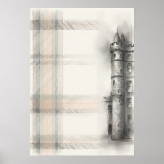 Affiche Croquis architectural d'un château écossais histor