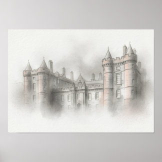 Affiche Croquis architectural d'un château écossais histor