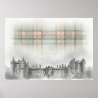 Affiche Croquis architectural d'un château écossais histor