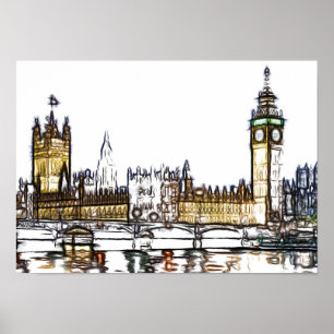 Affiche Croquis artistique du palais de Westminster