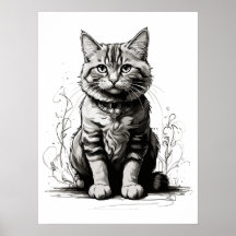 Croquis au crayon de chat mignon