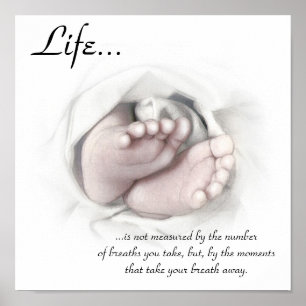 Affiche Croquis crayon de pieds de bébé, La vie inspirante