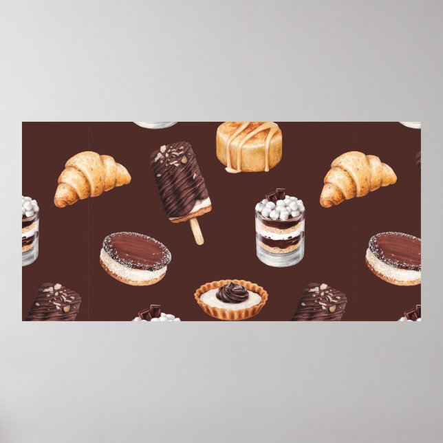 Affiche croquis culinaire délicieux et beaux desserts et p (Devant)