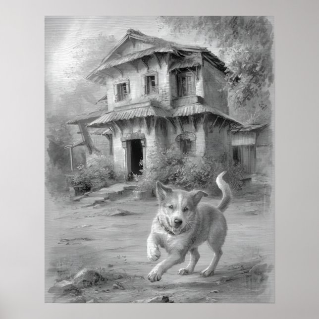 Affiche Croquis de Chien heureux (Devant)