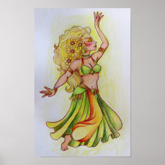 Affiche Croquis de danseuse du ventre blonde (Devant)