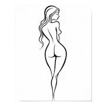 Croquis de femme vue de dos en ligne minimaliste