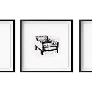 Affiche Croquis de la chaise de bras rembourrée