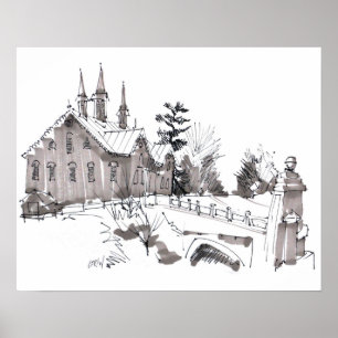 Affiche Croquis de la grange de Fort Hunter / Artiste Larr