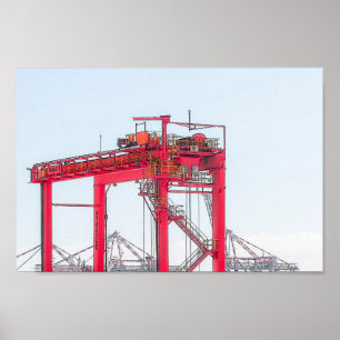 Affiche Croquis de la grue portuaire industrielle