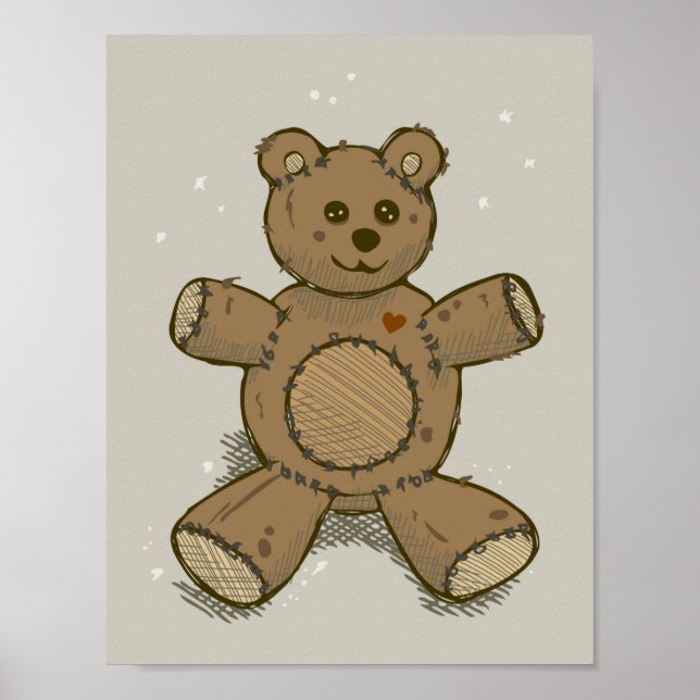 Affiche Croquis de l'ours en peluche (Devant)