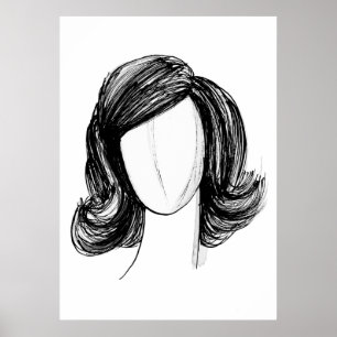 Affiche Croquis de mode de perruque