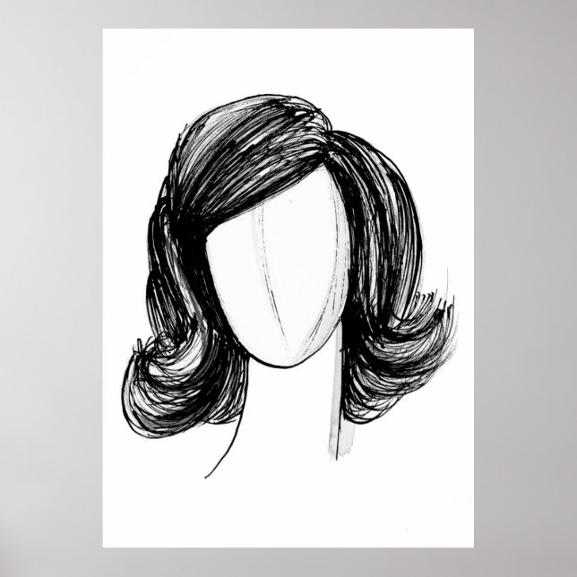 Affiche Croquis de mode de perruque (Devant)