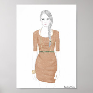 Affiche Croquis de mode - robe de chandail