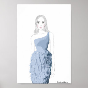 Affiche Croquis de mode - Robe de rouffle