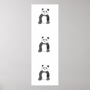 Affiche Croquis de panda en noir et blanc