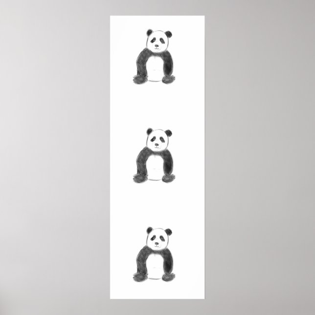 Affiche Croquis de panda en noir et blanc (Devant)