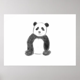 Affiche Croquis de panda en noir et blanc