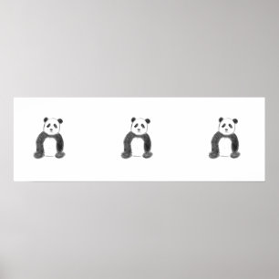 Affiche Croquis de panda en noir et blanc