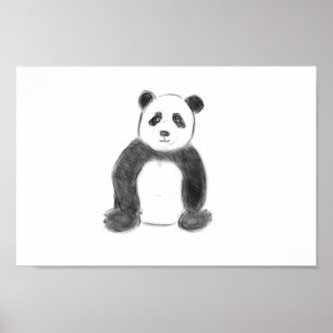 Affiche Croquis de panda en noir et blanc