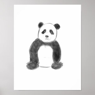 Affiche Croquis de panda en noir et blanc