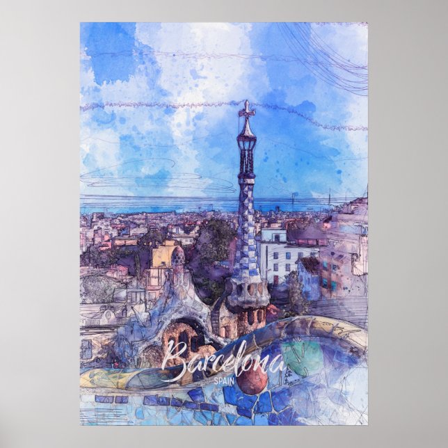 Affiche Croquis de Park Guell (Devant)