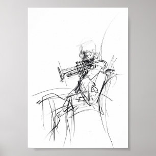 Affiche Croquis du lecteur de trompette Abstrait - Premium