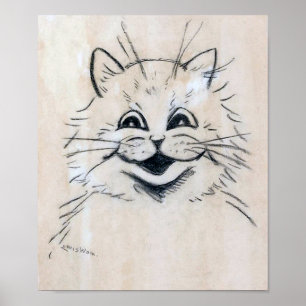 Affiche Croquis d'un chat qui rit, Louis Wain