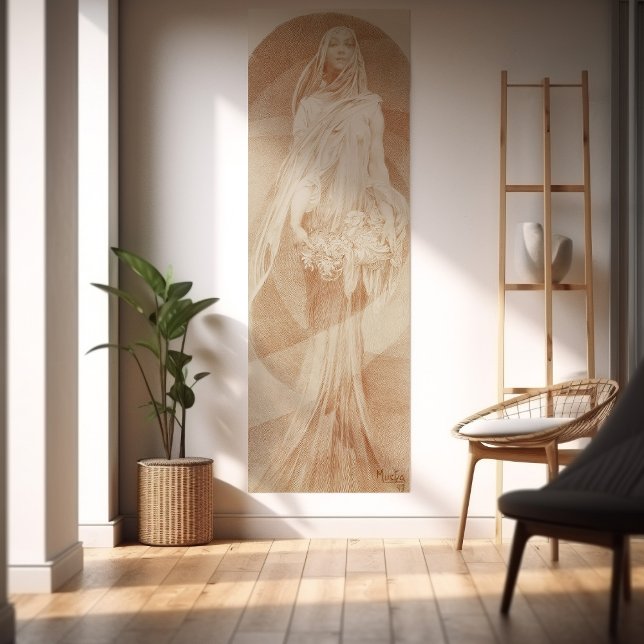 Affiche Croquis féminin "Evocation" d'Alphonse Mucha 1897 (Créateur téléchargé)