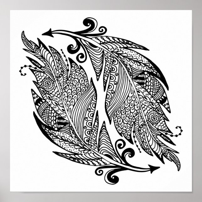 Affiche Croquis Inspiré Des Plumes 2 (Devant)