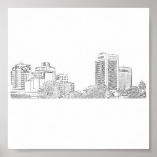 Affiche Croquis sur les bâtiments d'architecture du Cap